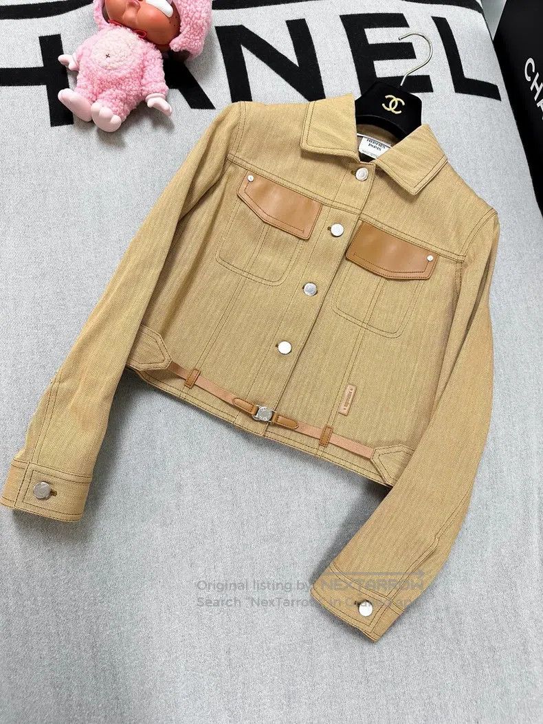 Hermes Hermes Khaki Canvas and Leather Patch Short Jacket Spring/ Size XS / US 0-2 / IT 36-38 - 5 Thumbnail