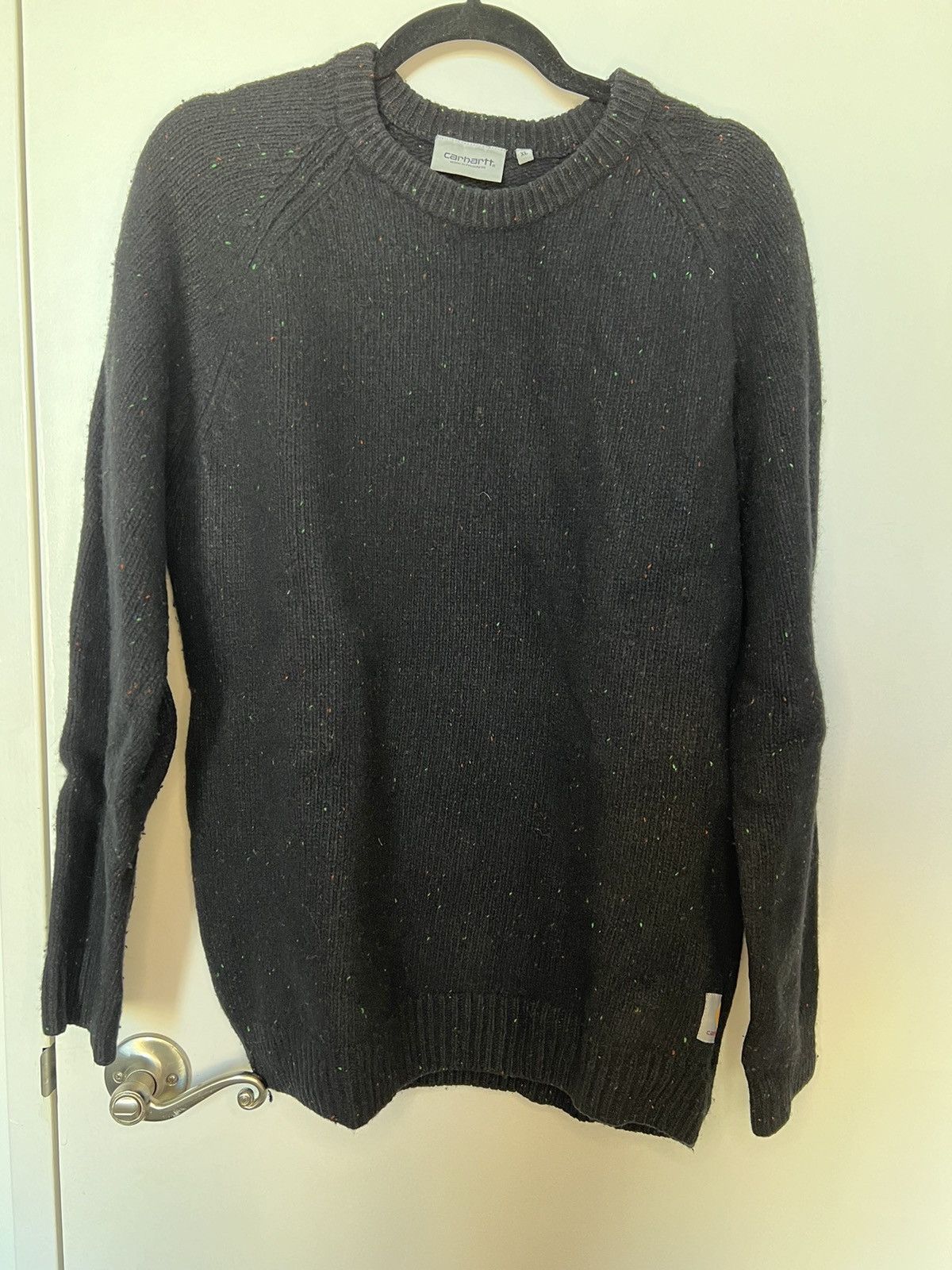 image of Carhartt Wip Carhartt Speckled Sweater in Black, Men's (Size XL)