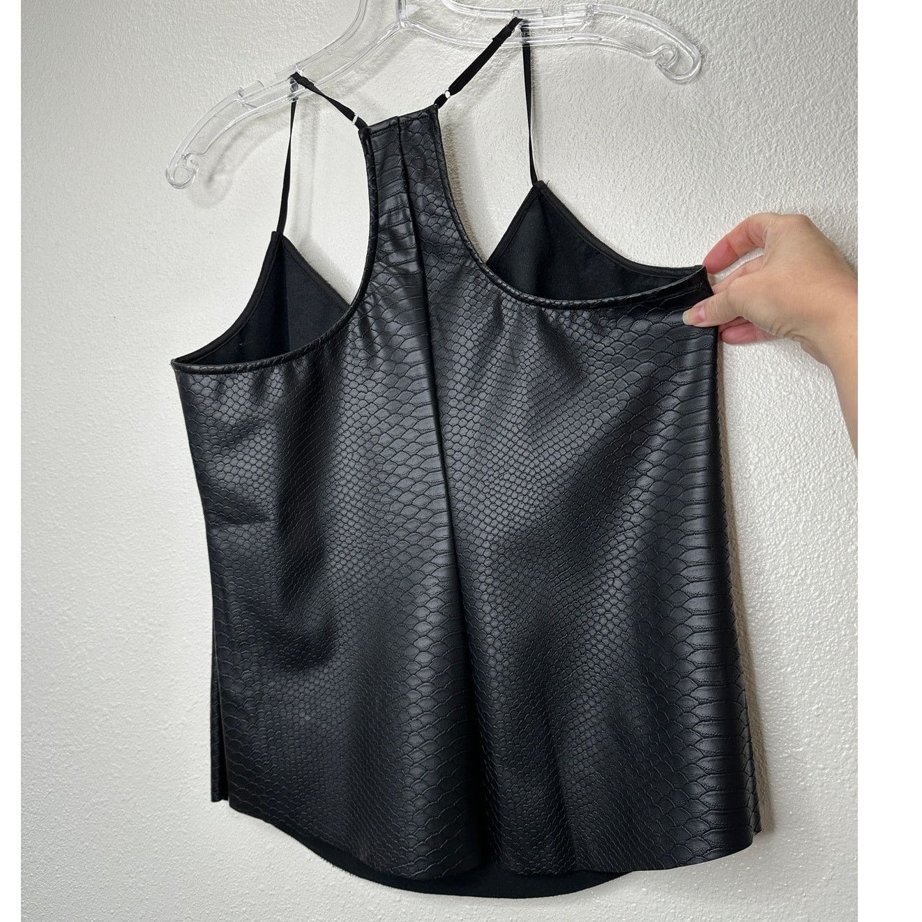 Other Lavender Brown Black Faux Leather Snakeprint VNeck Tank Top Size L / US 10 / IT 46 - 4 Thumbnail