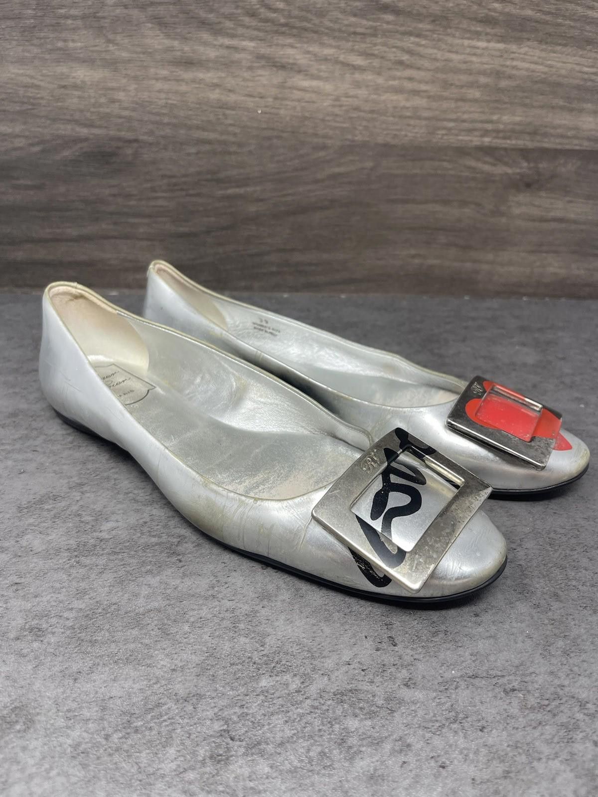 Other Roger Vivier Gommette Love Flats Womens Size 8 (39) Silver Size US 8 / IT 38 - 3 Thumbnail