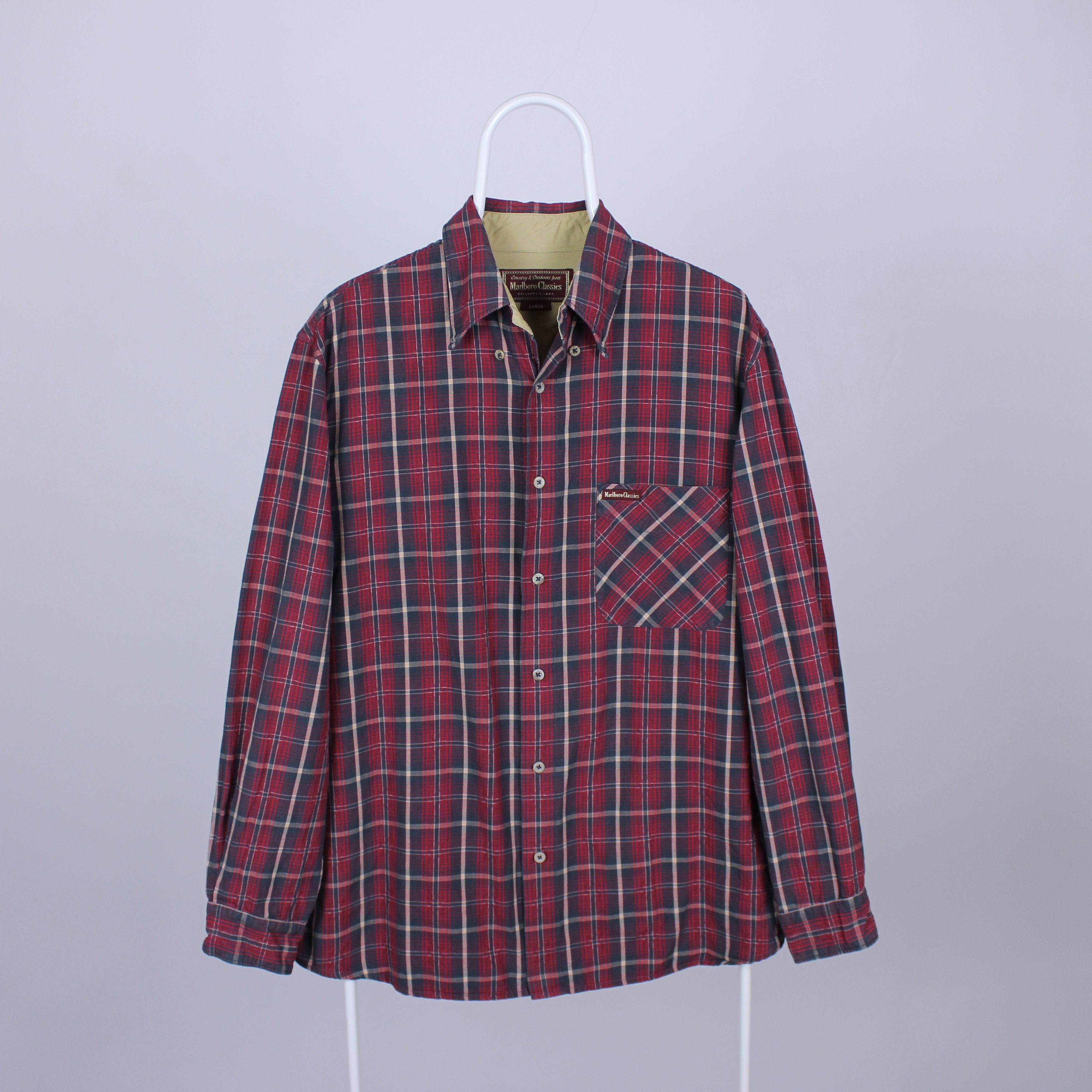 Marlboro Marlboro shirt men buttons ups L cotton red plaid Size US L / EU 52-54 / 3 - 2 Thumbnail