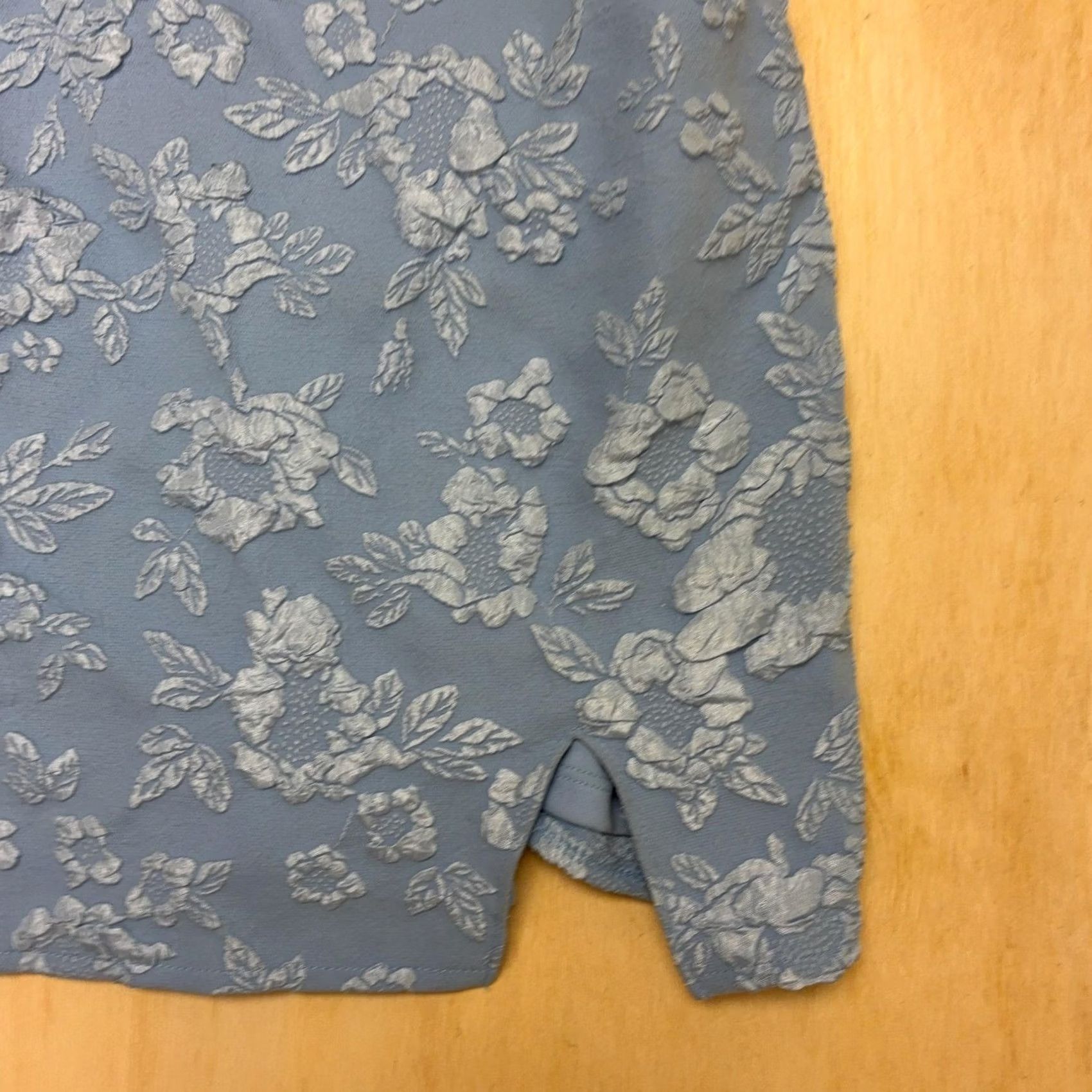 Vintage Live To Be Spoiled Dress Womens Small Blue Floral Square Neck Bodycon Slip Short Size 28" / US 6 / IT 42 - 2 Thumbnail