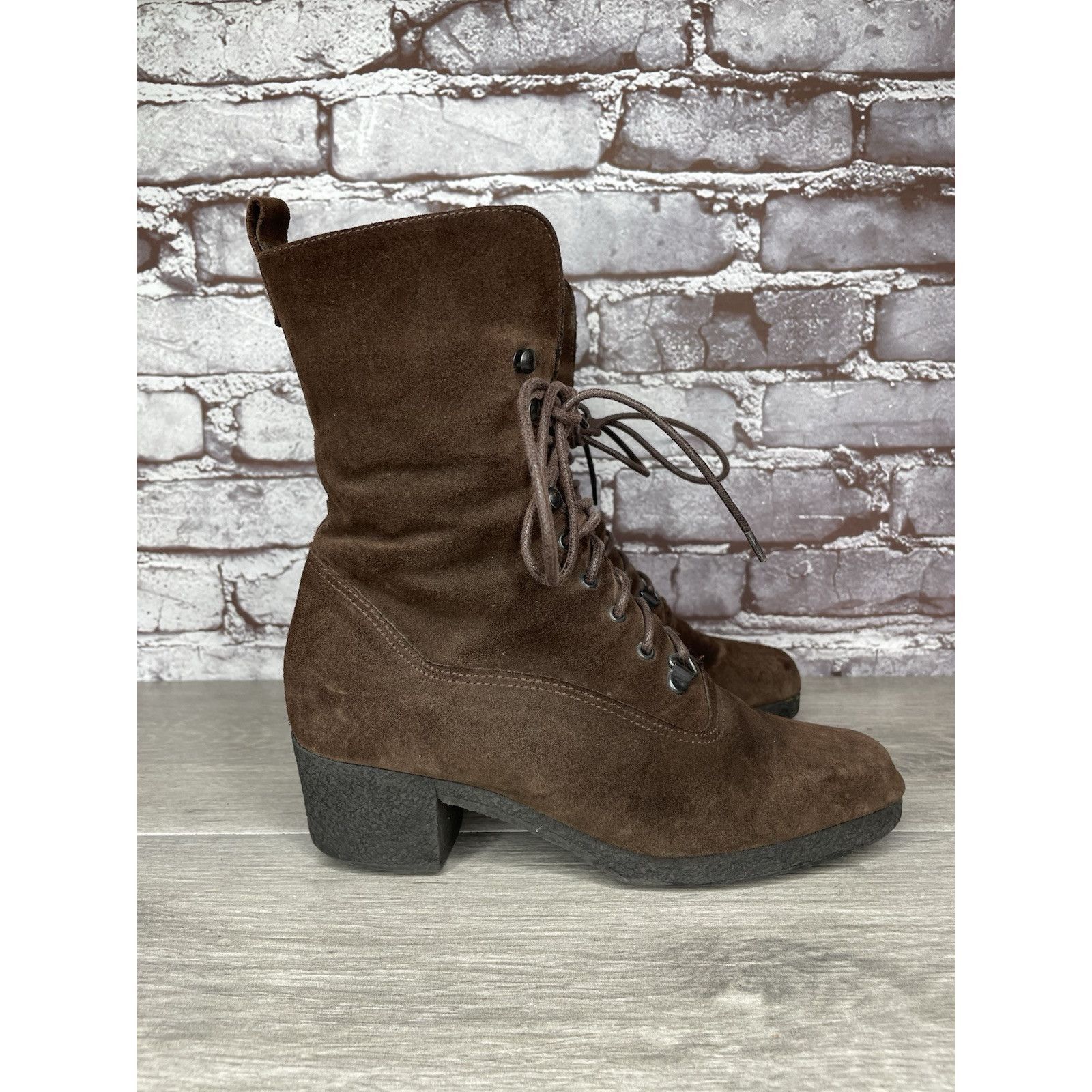 Aquatalia Aquatalia Marvin K Brown Suede Lace Up Block Heel Combat Boo Size US 6 / IT 36 - 10 Thumbnail