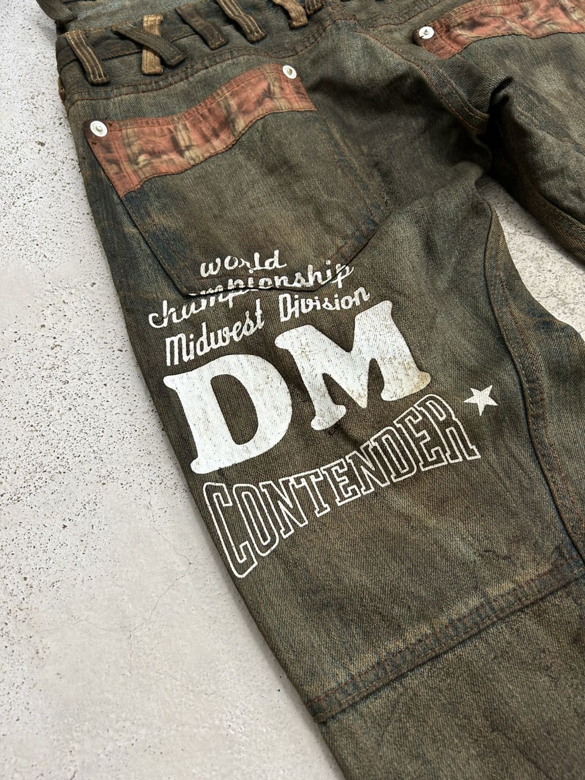 20471120 Vintage Dominate Japan Double Waist Mud Washed Dirty Wording Size US 30 / EU 46 - 15 Thumbnail