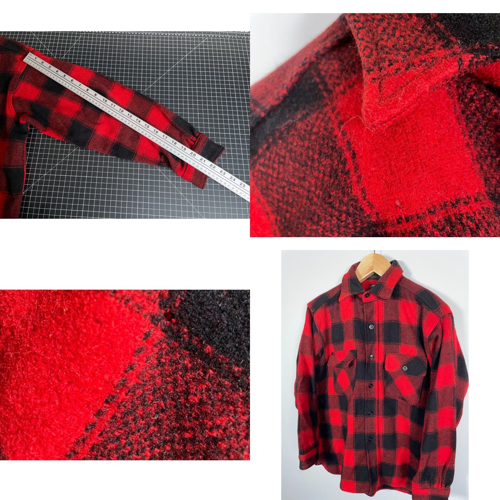 Vintage VINTAGE Winter King Wool Flannel Shirt Jacket - Red Black Buffalo Plaid - Men's Large - 70s Grunge Casual Workwear Shirt-Jacket Size US L / EU 52-54 / 3 - 8 Thumbnail