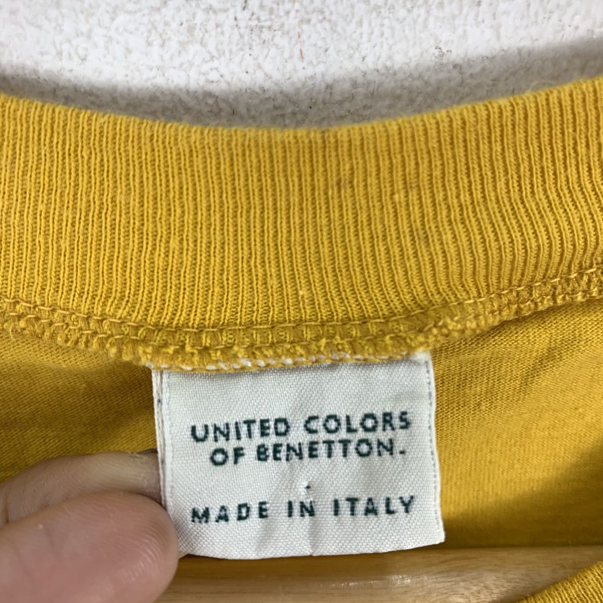 Benetton Vintage 90s BENETTON ITALY Embroidered Logo Yellow Tshirt Size US XL / EU 56 / 4 - 5 Thumbnail