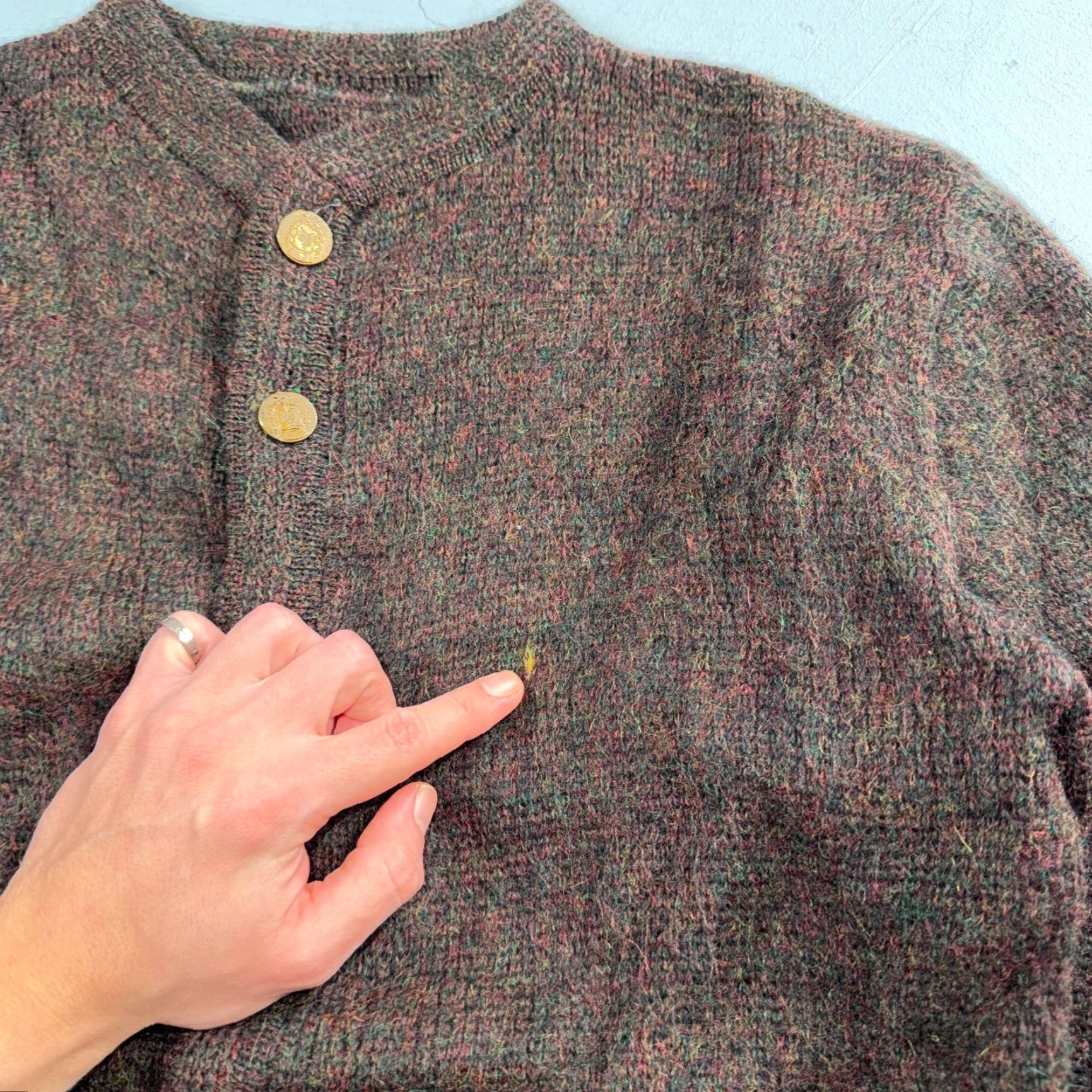 Vintage VTG 60s Kid Mohair Cardigan Sweater Medium Cobain Shaggy Wool Rockabilly 1960s Size US M / EU 48-50 / 2 - 3 Thumbnail