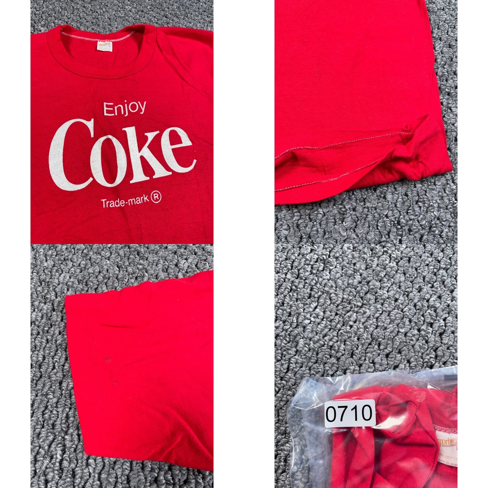 Vintage VINTAGE Enjoy Coke T-Shirt Men Red 80s 1980s Sportswear Single Stitch Cotton Short Sleeve Crew Neck XL (Tag) Size US S / EU 44-46 / 1 - 9 Thumbnail