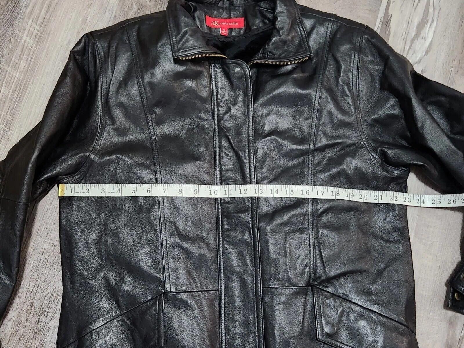 Designer Anne Klein Leather Coat Medium Lined Soft 80s Vintage Size M / US 6-8 / IT 42-44 - 8 Thumbnail