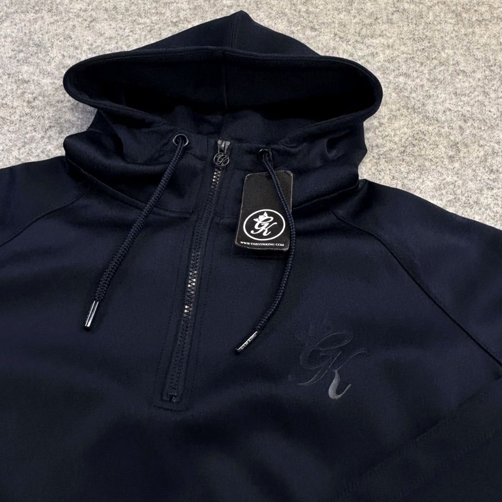 Vintage Gym King Hoodie Large Mens Navy 1/4 Zip Poly Pullover BNWT New With Tags BNWT Mens Large Navy Pullover 1/4 Zip Hoodie Gym King Mens Wool? Size US L / EU 52-54 / 3 - 4 Thumbnail