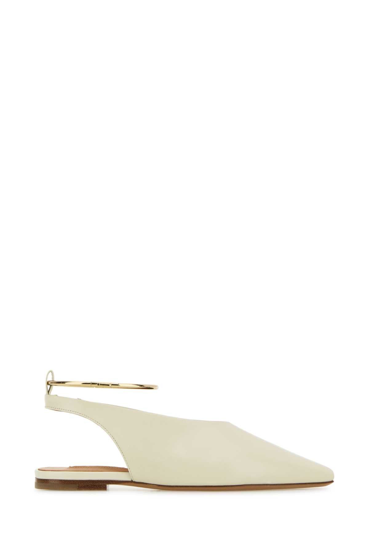 Jil Sander Ivory Leather Ballerinas Size US 10 / IT 40 - 1 Thumbnail