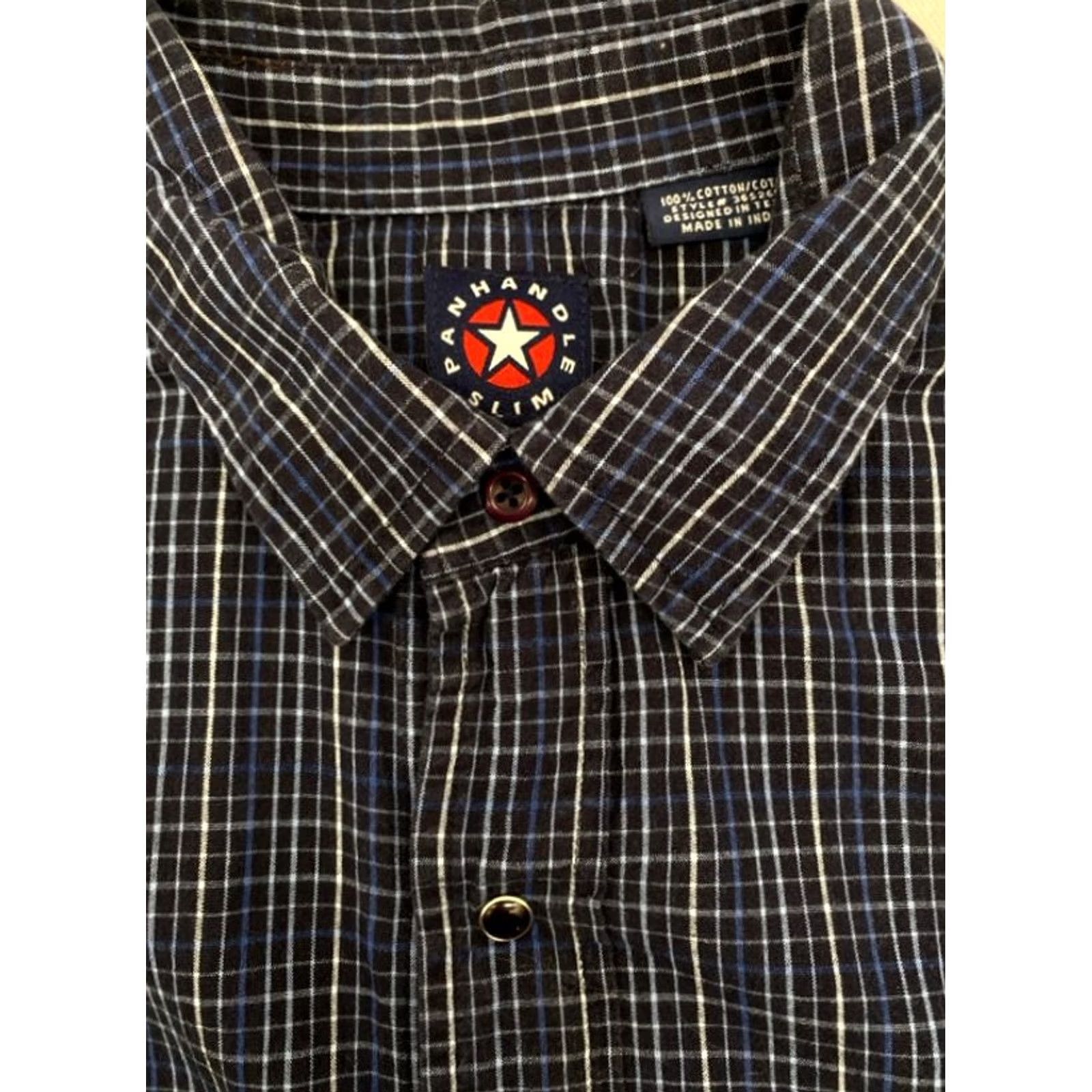 Vintage Panhandle Slim Mens Large Blue Check Pearl Snap Western Shirt 3790 Size US L / EU 52-54 / 3 - 6 Thumbnail