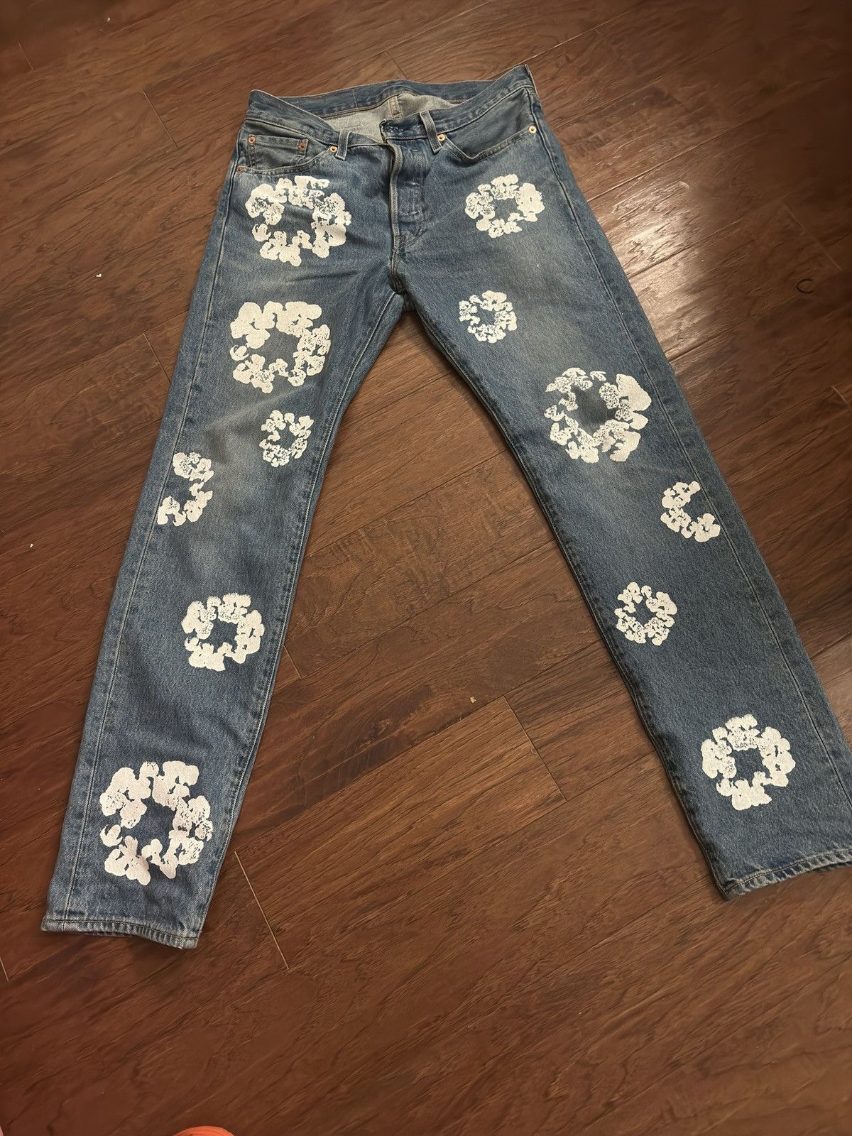 image of Denim Tears Cotton Wreaths in Blue, Men's (Size 30)