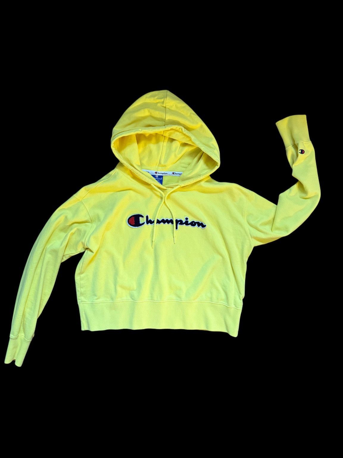 Champion Champion Yellow Cropped Hoodie Size L / US 10 / IT 46 - 1 Thumbnail
