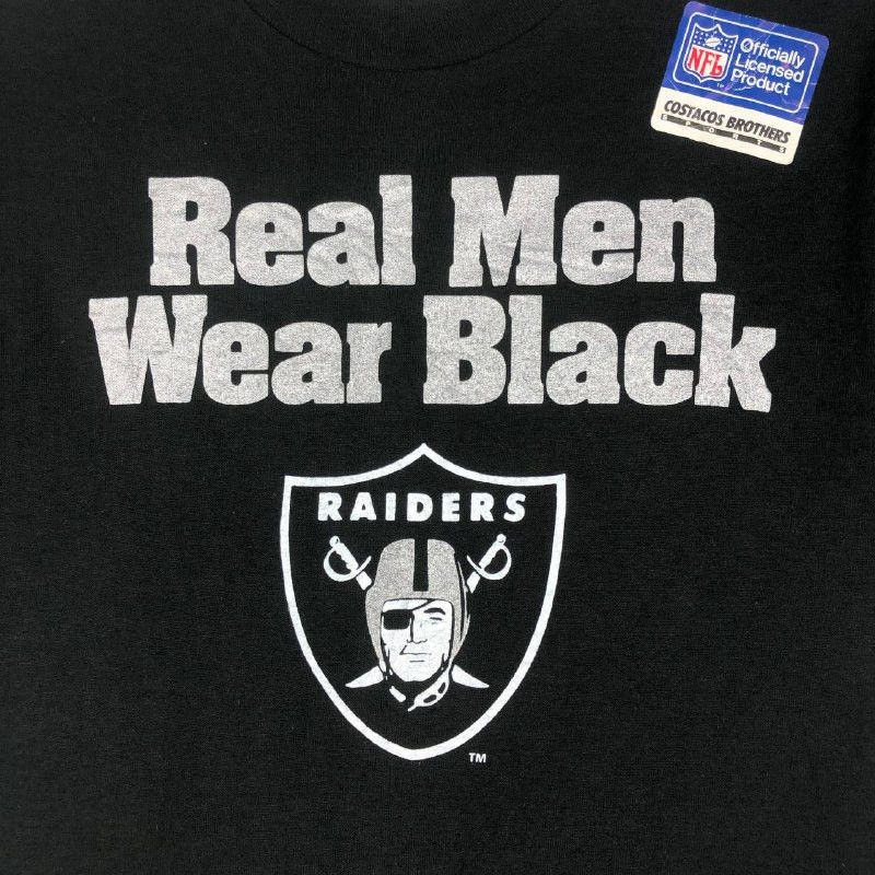 NFL Vintage 90's Raiders "Real Men Wear Black" T-Shirt Size US M / EU 48-50 / 2 - 5 Thumbnail