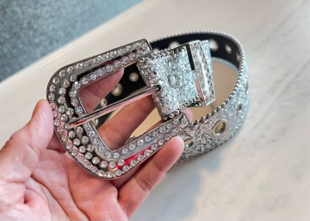 Japanese Brand 💥western style white colour artificial gemstones belt Size ONE SIZE - 1 Thumbnail