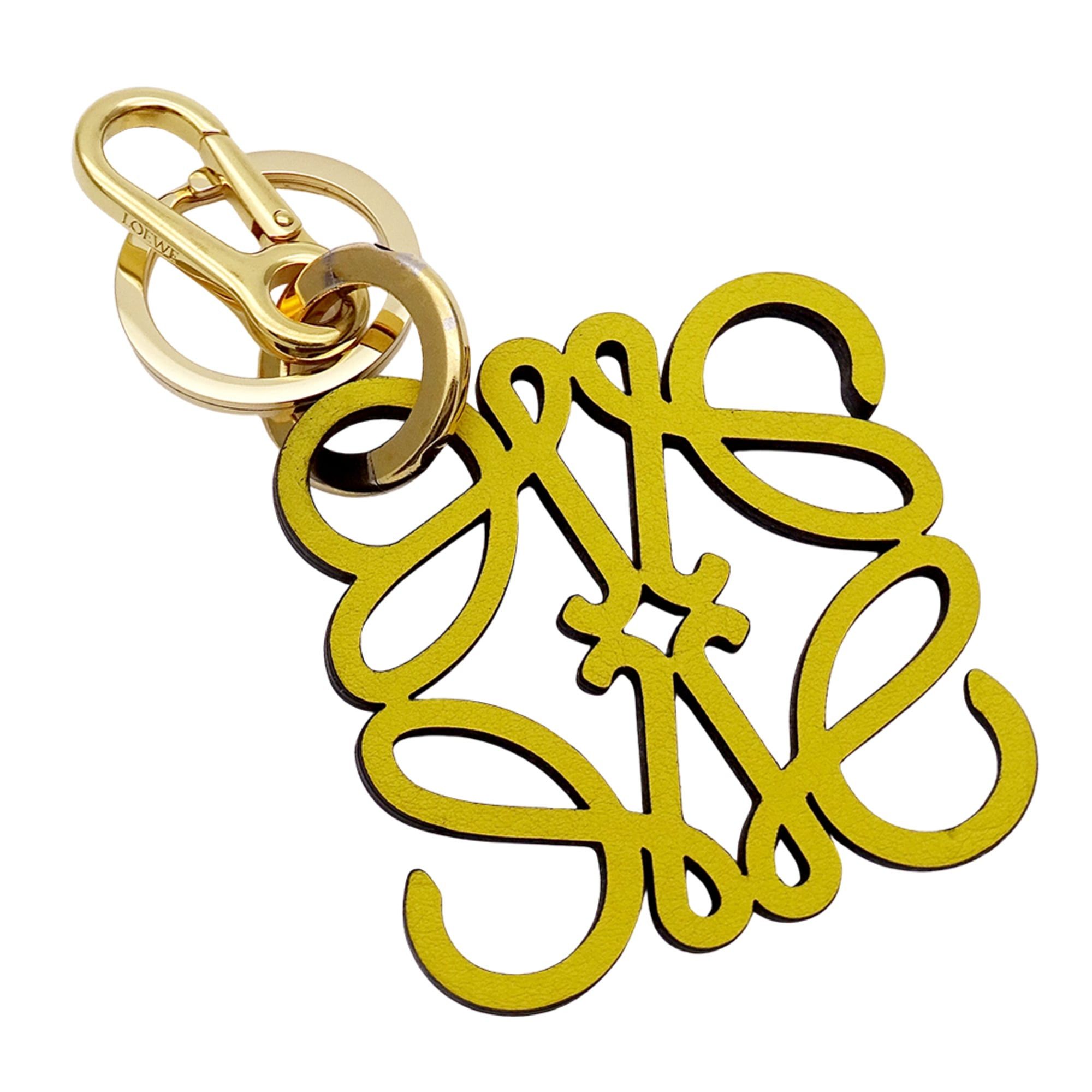 Loewe Loewe Keyring for Women and Men - Brand Keychain Accessory Bag Charm Anagram Leather Yellow Size ONE SIZE - 1 Thumbnail