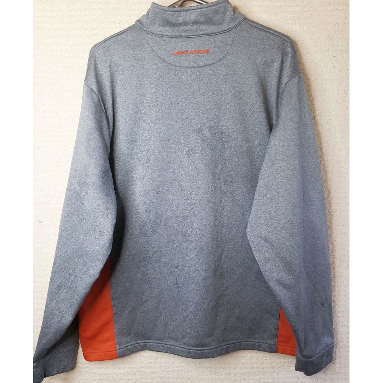 Under Armour Mens Under Armour Half Zip Up Track Warm Up Jacket XL Gray Orange Jacket Track Jacket Mens Regular Size XL Gray Orange Size US XL / EU 56 / 4 - 4 Thumbnail