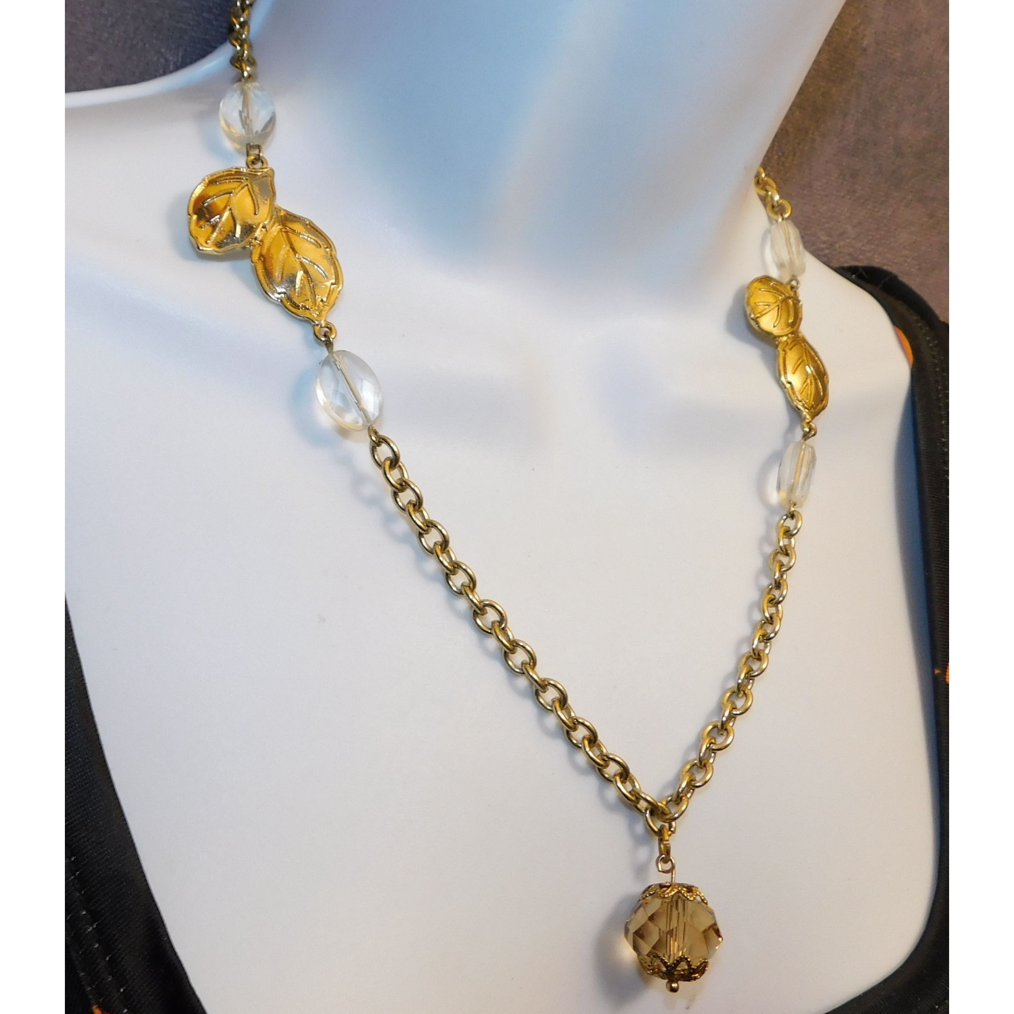 Other Gold Gemmed Leaf Accent Fairy Cosplay Necklace Size ONE SIZE - 3 Thumbnail