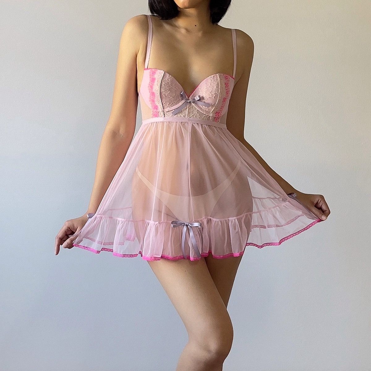 Victoria's Secret Victoria’s Secret Pink Mesh Sheer Mini Dress (34B/32C) Size S / US 4 / IT 40 - 2 Thumbnail