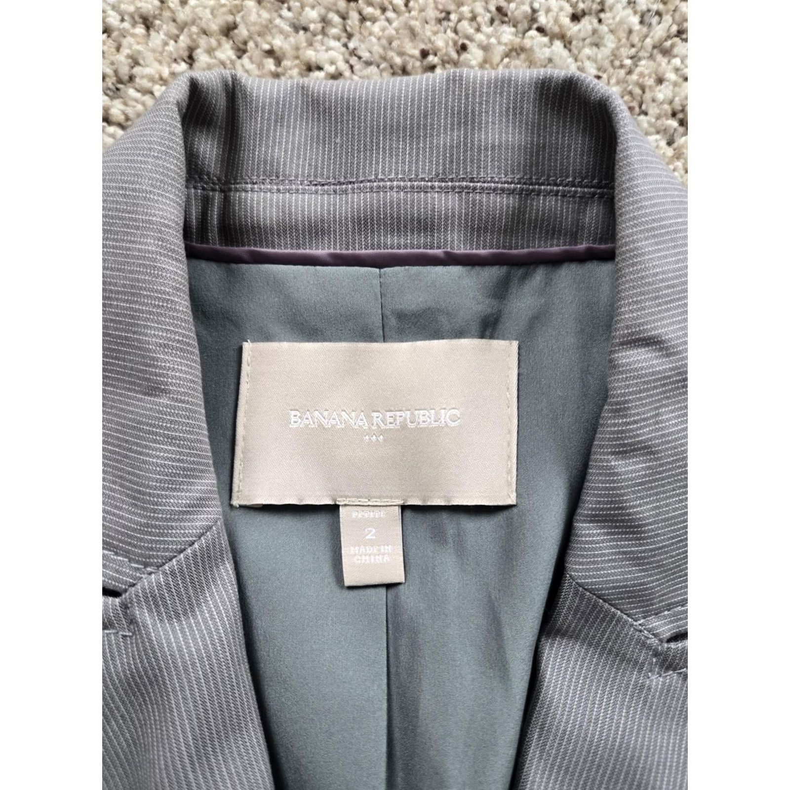 Banana Republic Banana Republic Blazer Womens 2 Gray Pinstripe One Button Lined Jacket Stretch Size XS / US 0-2 / IT 36-38 - 4 Thumbnail