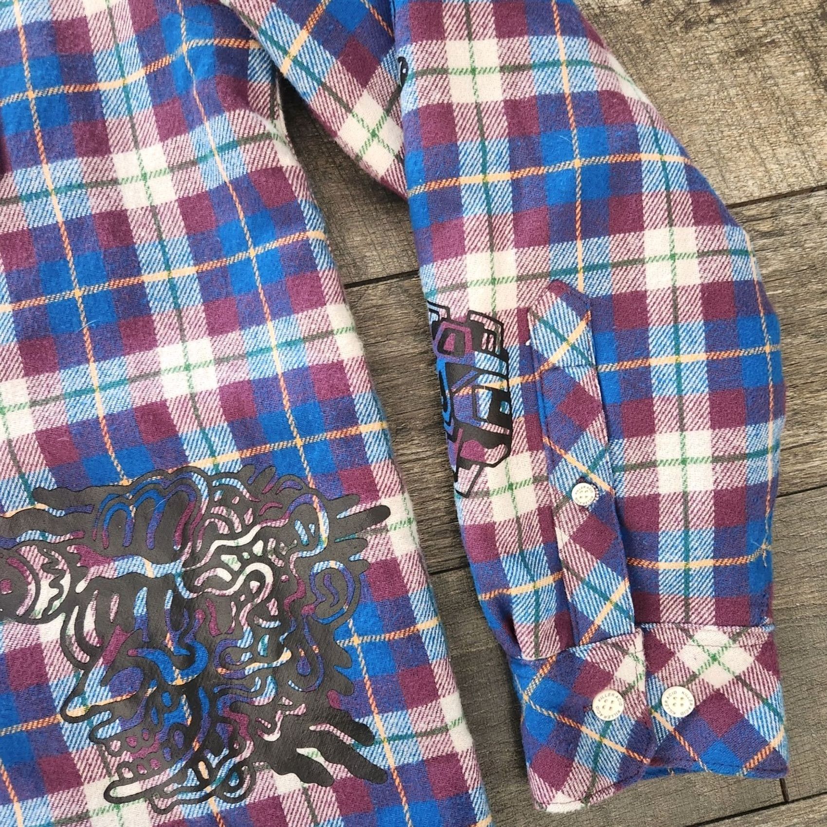 Vintage Killer Acid Shacket Jacket Mens Medium Hoodie Flaid Plaid Trippy Psychedelic Flannel Size US M / EU 48-50 / 2 - 5 Thumbnail