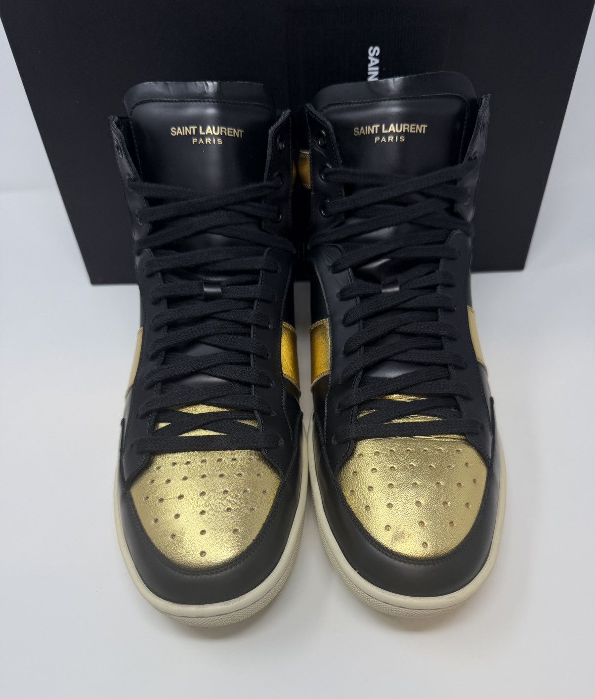 Yves Saint Laurent Saint Laurent SL-10 High Court Classic Sneaker Black/Gold Size US 10 / EU 43 - 2 Thumbnail