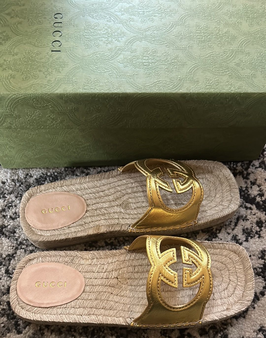 Gucci Gucci Nappa Interlocking G Espadrille Slide Sandals size 36 Size US 6 / IT 36 - 2 Thumbnail