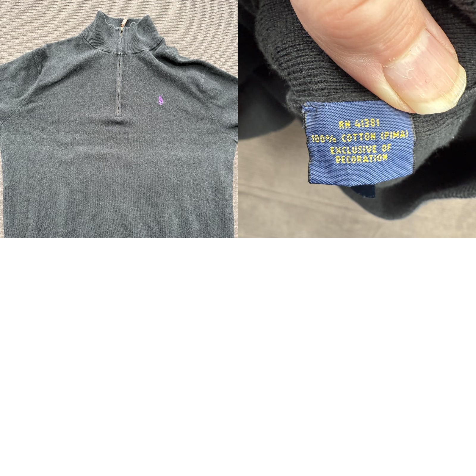 Polo Ralph Lauren Polo Ralph Lauren Sweater Mens Large Black Half Zip Pullover 1/4 Zip Lightweight Pima Cotton Casual Size US L / EU 52-54 / 3 - 8 Thumbnail