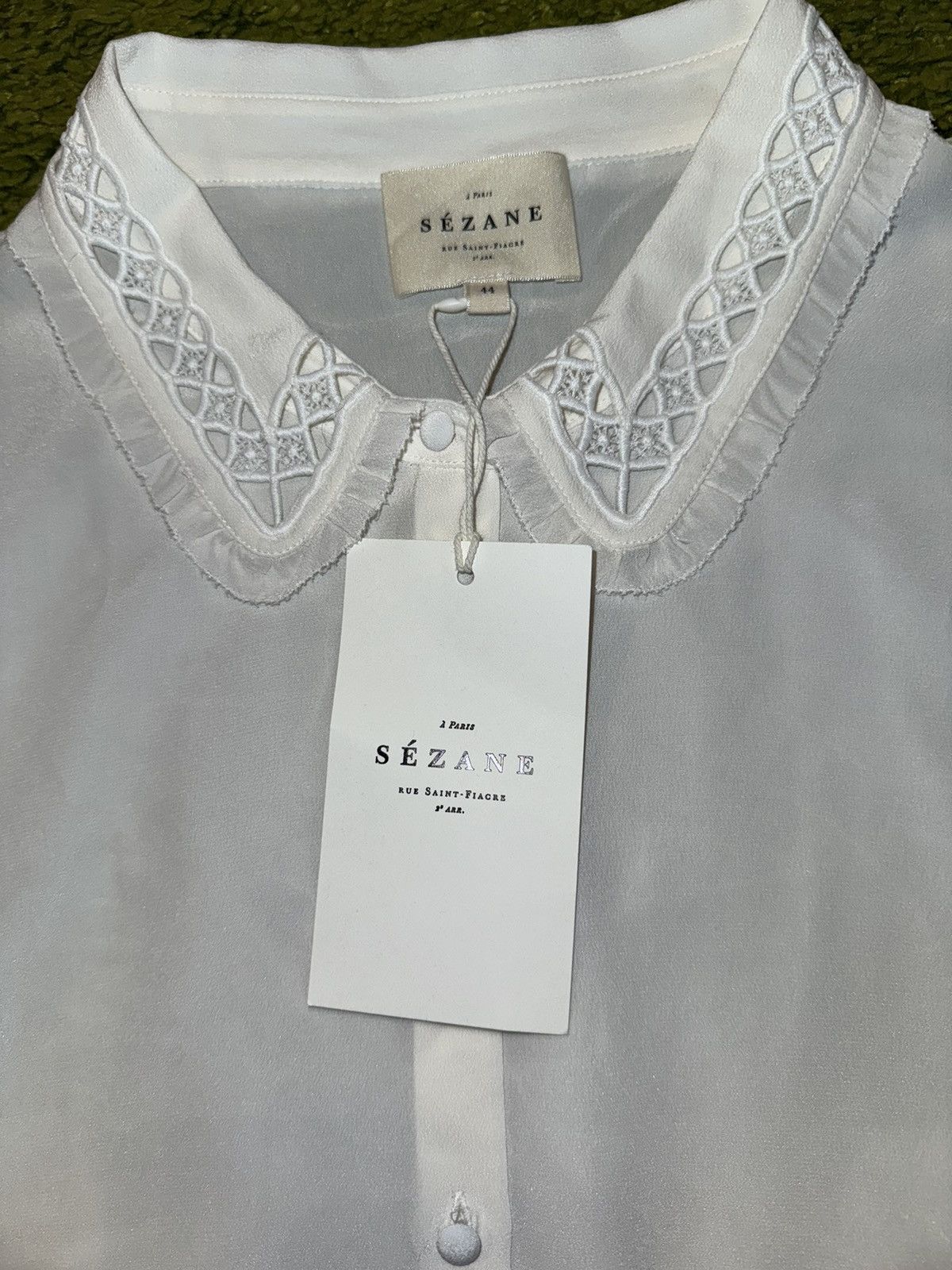 Designer × Sezane Sezane NWT oldmoney style 100% silk blouse shirt Size M / US 6-8 / IT 42-44 - 9 Thumbnail