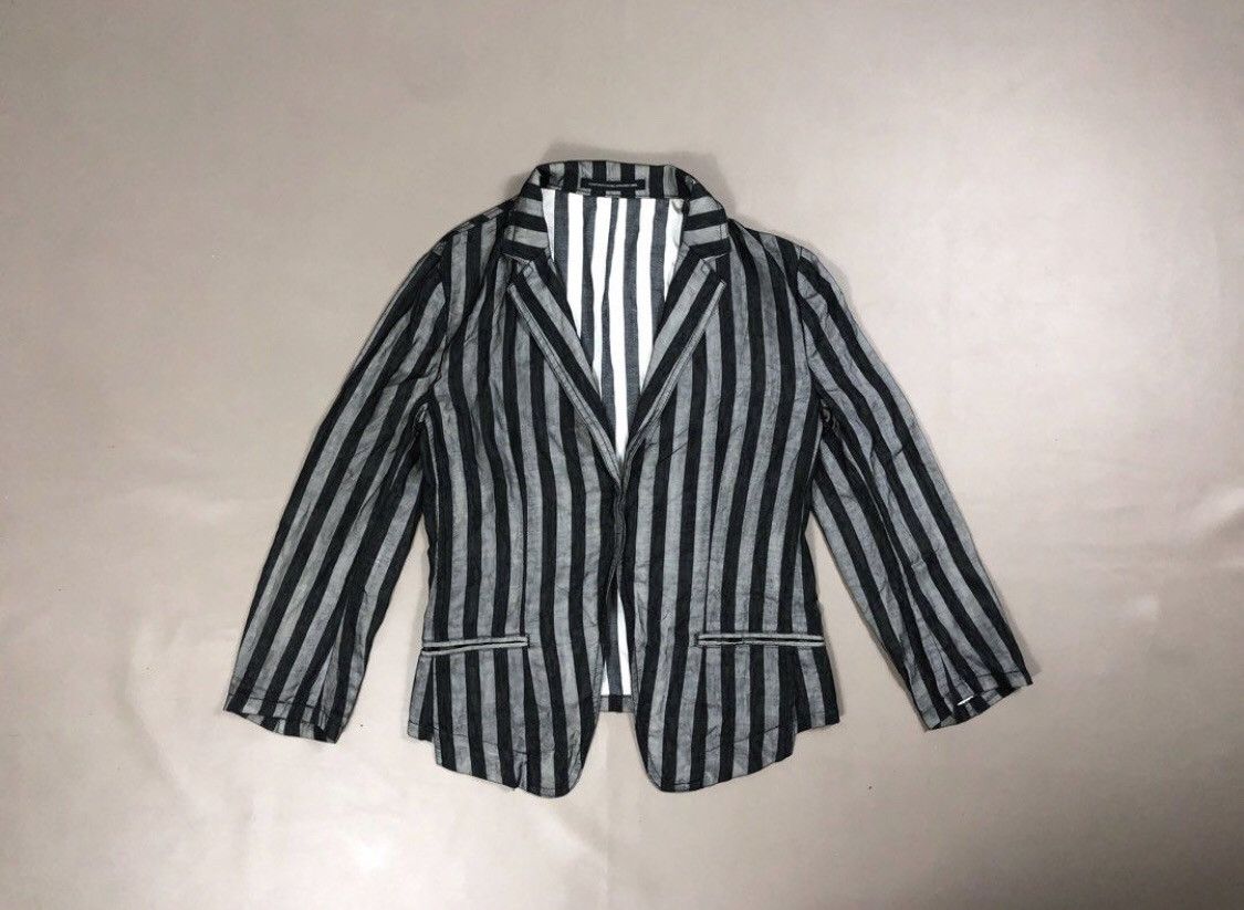 image of Y’S -Yohji Yamamoto - Blazer Stripe in Black White, Women's (Size XS)