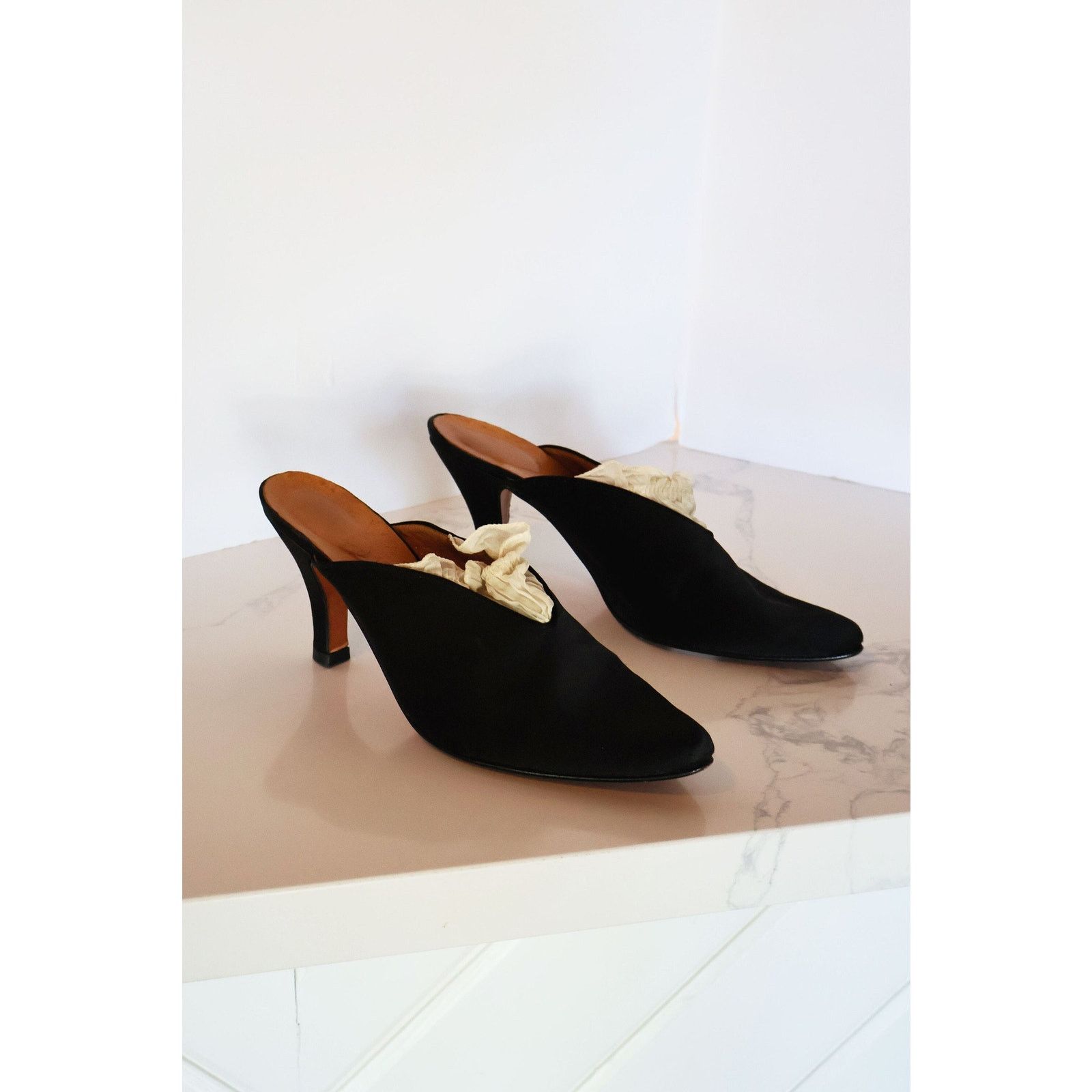 Chantal Thomass Vintage CHANTAL THOMASS Black Satin Pump with Interior Sock Size US 11 / IT 41 - 1 Thumbnail