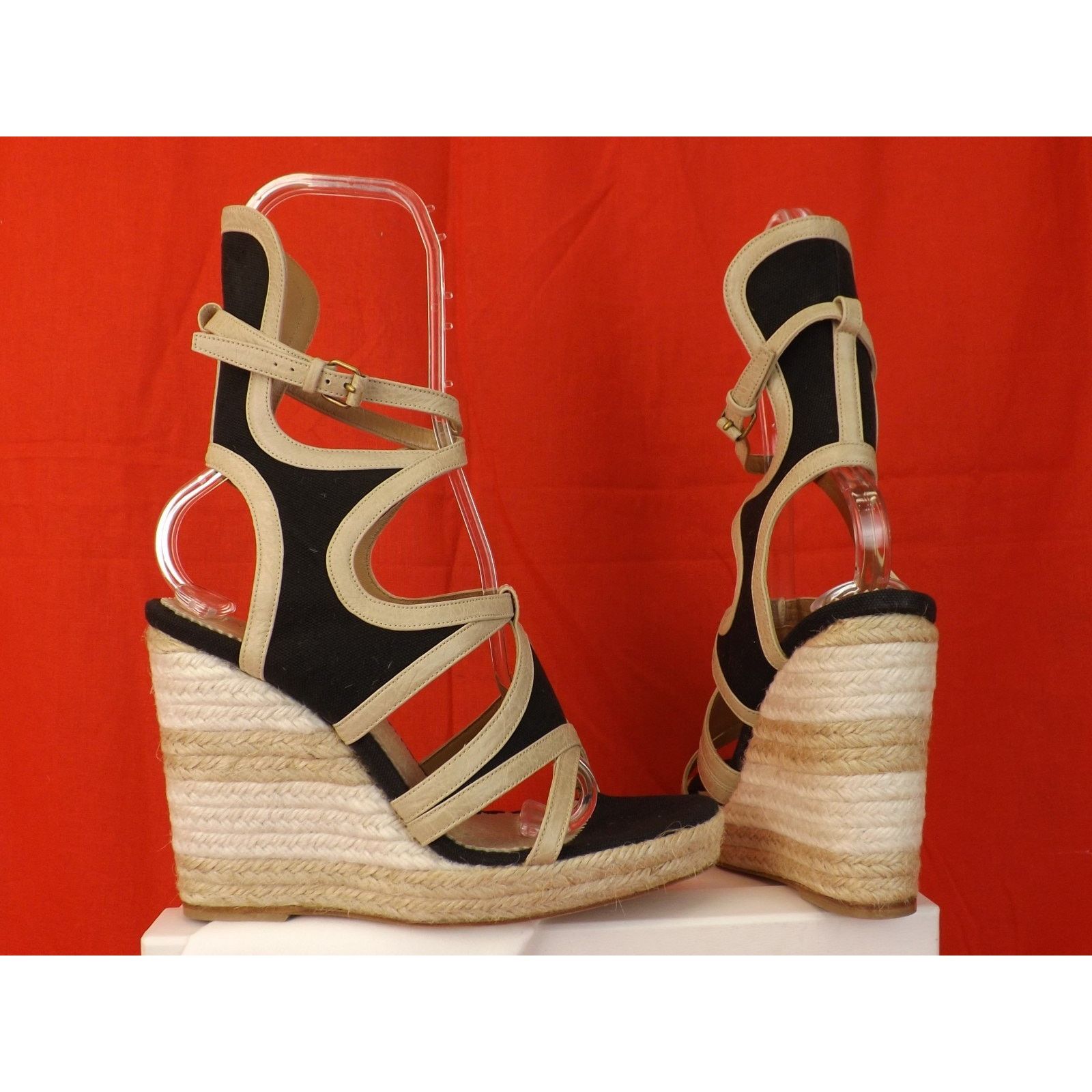 Balenciaga BALENCIAGA COLOR BLOCK LEATHER CANVAS GLADIATOR SANDALS 39 Size US 9 / IT 39 - 6 Thumbnail