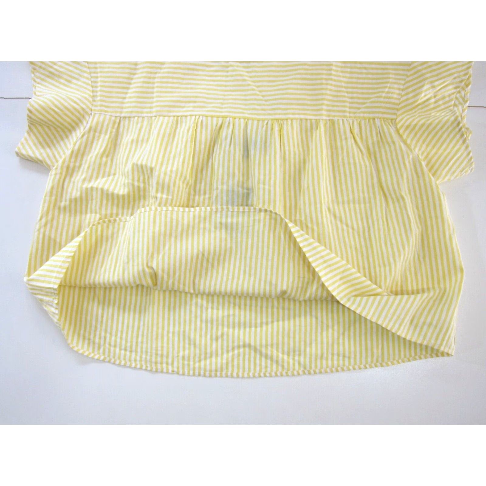 Vintage Eloquii Blouse NWT 100% Cotton Yellow White Stripe Boxy Tunic Lagenlook 18 Women Short Sleeve High Neck Shirt Womens Size XXL / US 16-18 / IT 52-54 - 5 Thumbnail