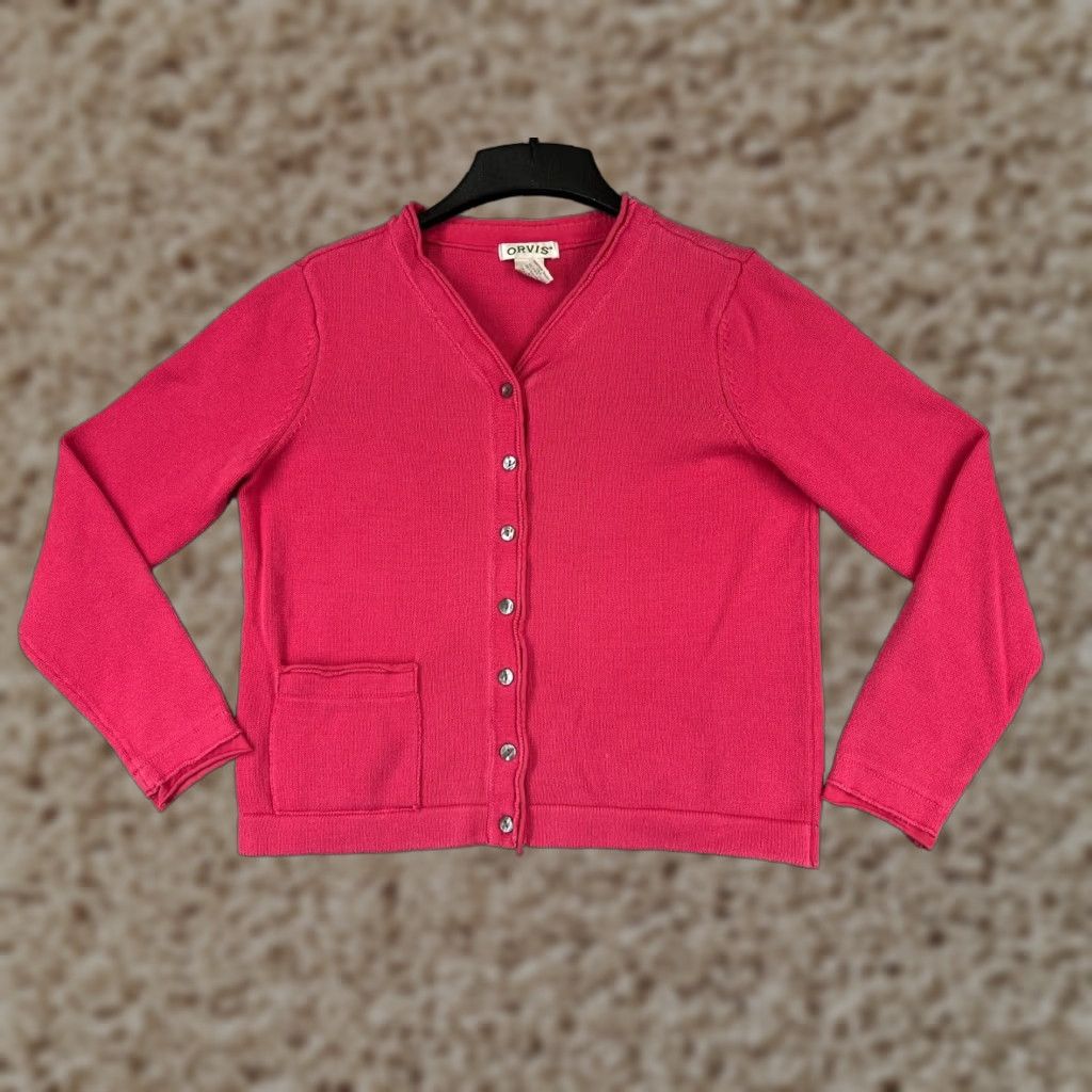 Orvis Orvis Sweater Cardigan Women Small Pink 100% Cotton Button Knit V-Neck Casual All Seasons Fall Winter Women’s Size S / US 4 / IT 40 - 1 Thumbnail