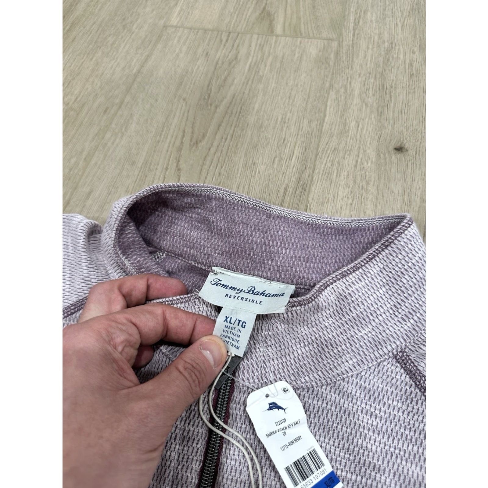 Tommy Bahama NWT Tommy Bahama Barrier Beach Reversible Quarter Zip Mens XL Purple Pullover Size US XL / EU 56 / 4 - 6 Thumbnail