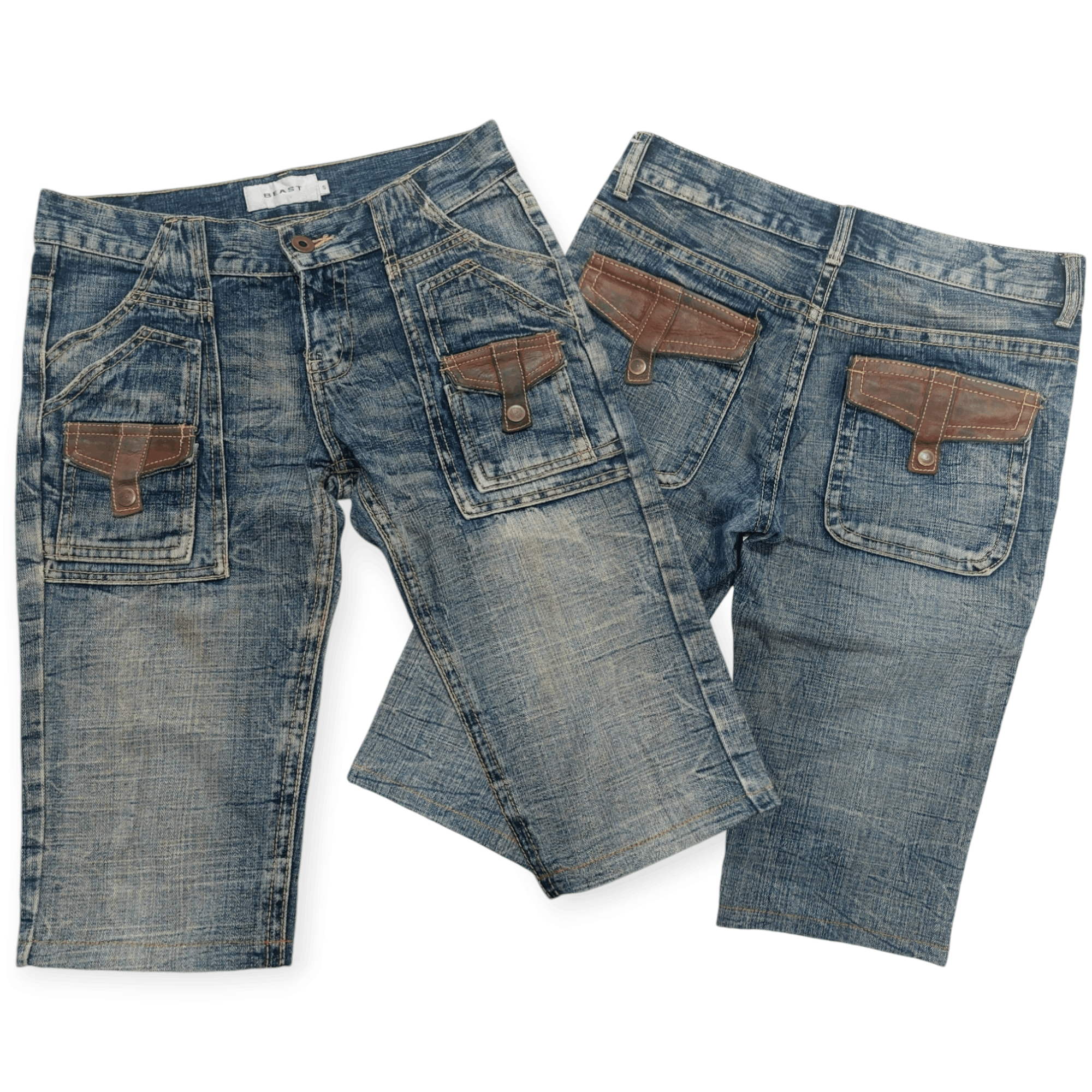 Japanese Brand Beast Leather Strip Multipocket Short Pant Size US 30 / EU 46 - 1 Thumbnail