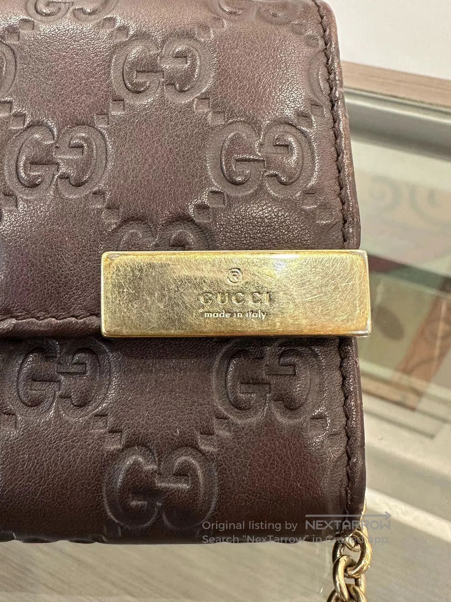 Japanese Brand Gucci Brown Double G Logo WOC Chain Bag 19cm. Size ONE SIZE - 5 Thumbnail