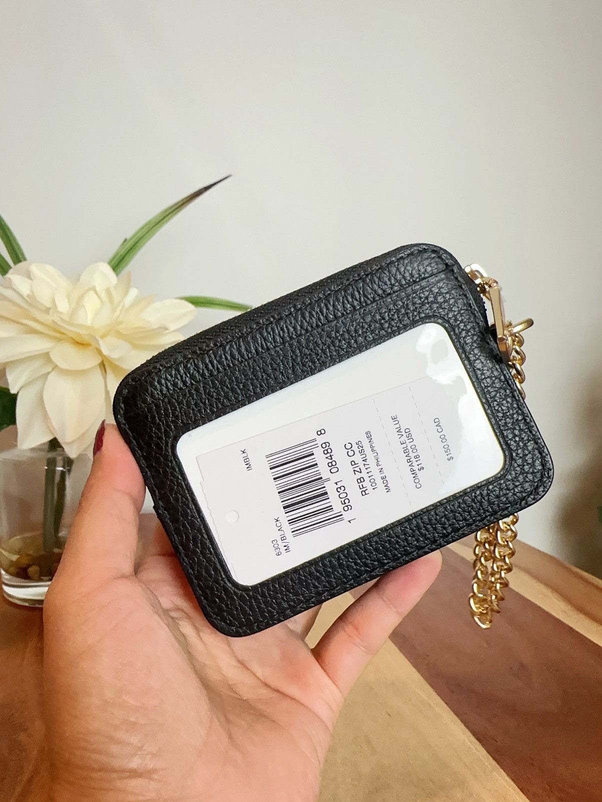 Coach NWT Coach Leather Zip Card Case Color IM/Black Size ONE SIZE - 4 Thumbnail