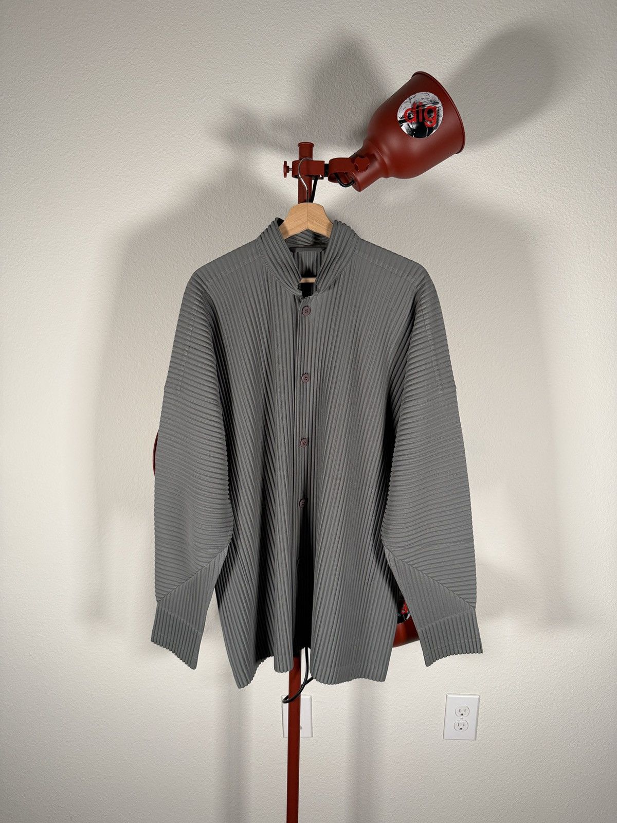 Issey Miyake Homme Plisse Grey Pleated Button Up Shirt 4/XL