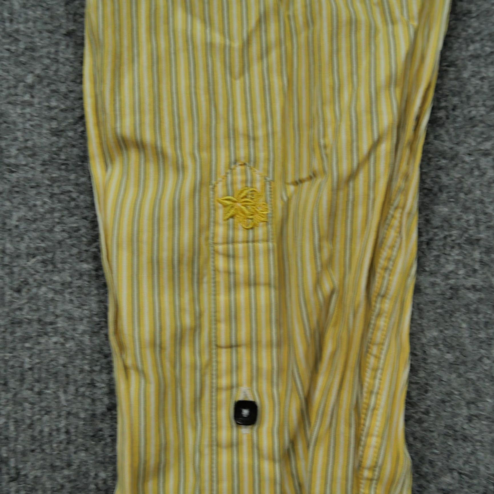 Vintage Stone Rose Shirt Mens XL Yellow Striped Contrast Collar Dress Button Up Size 46R - 5 Thumbnail