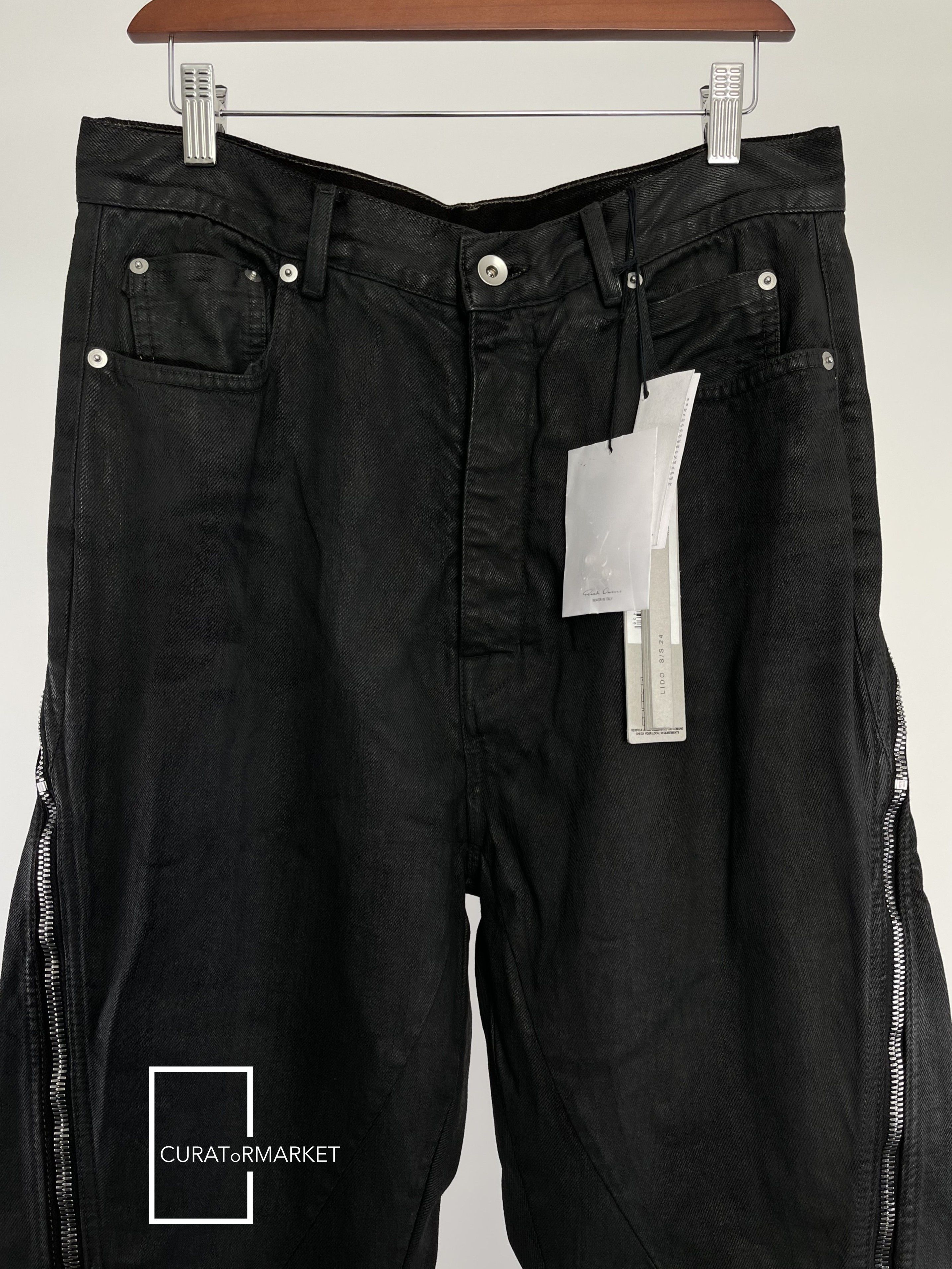 Rick Owens Runway Waxed Bolan Banana Denim Zipper Seam Jeans SS24 Lido Size US 32 / EU 48 - 5 Thumbnail