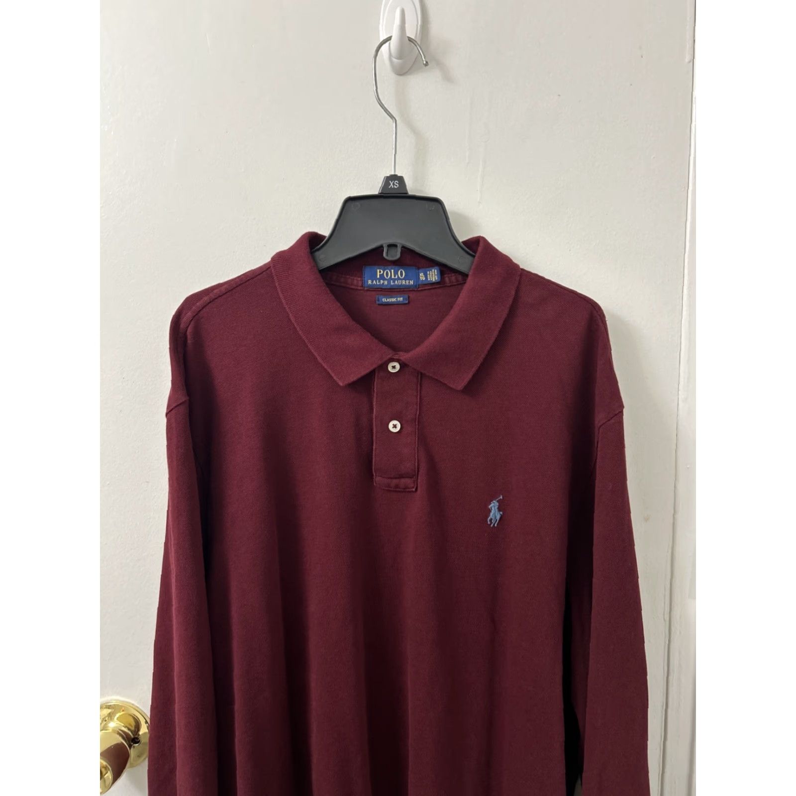 Polo Ralph Lauren Polo Ralph Lauren Shirt Mens XL Red Maroon Classic Fit Rugby L/S Pony Logo Button Collar Split Now Size US XL / EU 56 / 4 - 2 Thumbnail