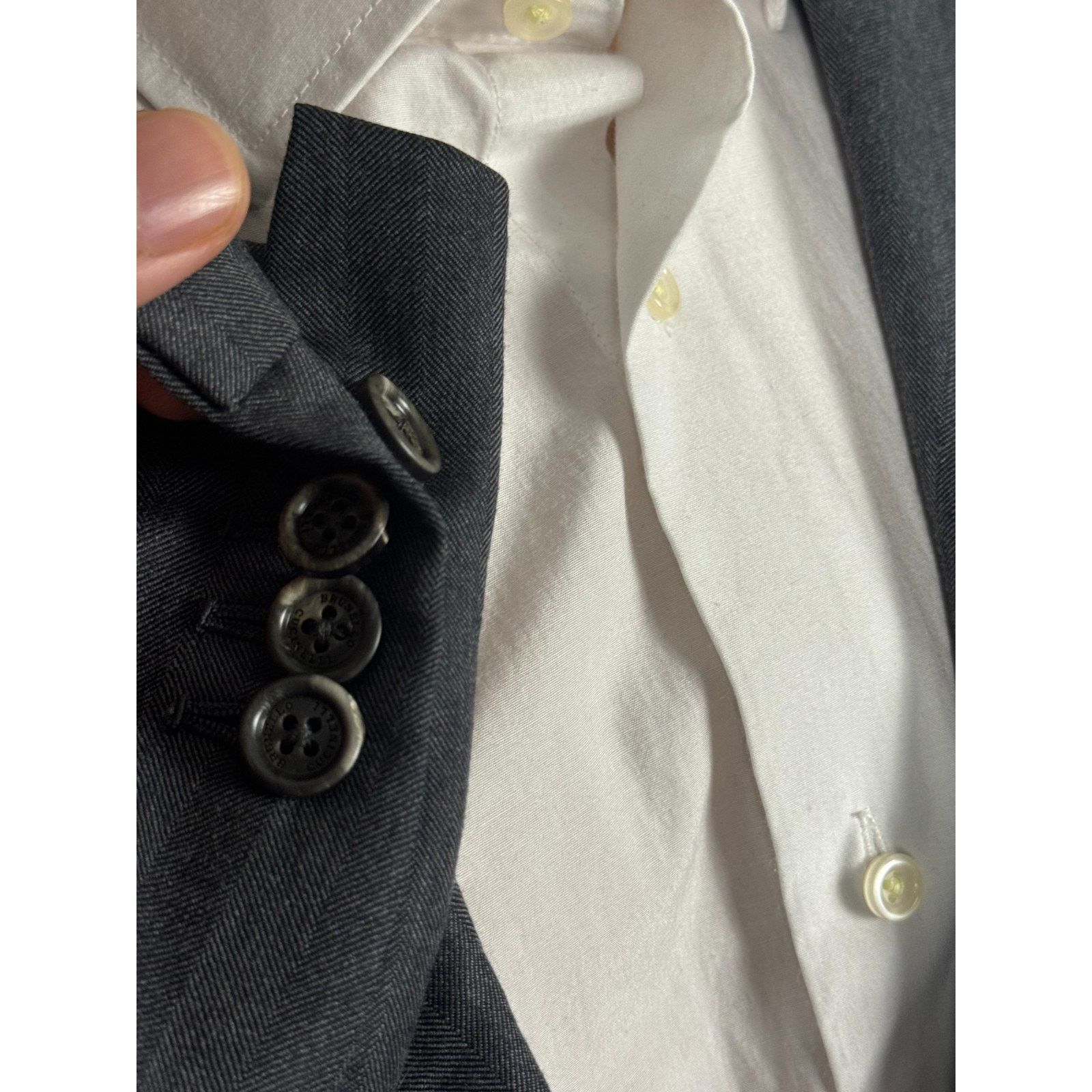 Brunello Cucinelli Brunello Cucinelli Charcoal Herringbone Suit 50EU 40R 34x28 Size 40R - 8 Thumbnail