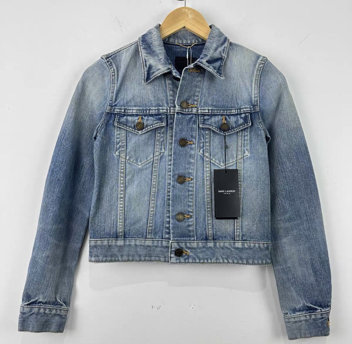 Saint Laurent Paris Saint Laurent Washed Blue Short Denim Jacket J42 Size S / US 4 / IT 40 - 1 Thumbnail
