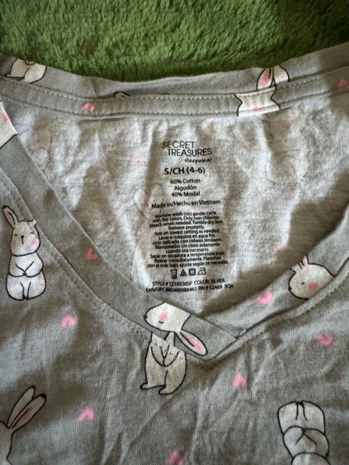 Other Woman’S Secret Treasures Pajama Top Size Small Bunny Hearts Size ONE SIZE - 2 Thumbnail