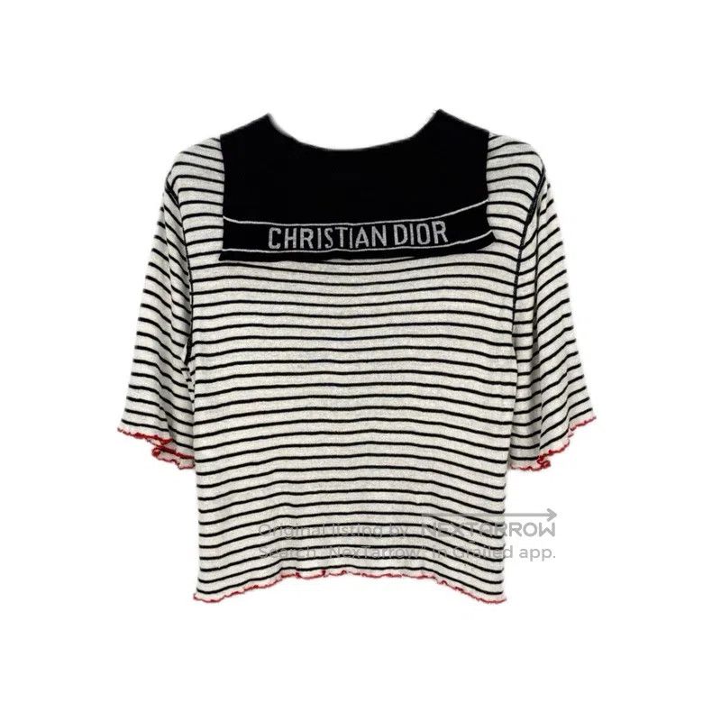 Dior Dior Navy collar striped letter short sleeve Size S / US 4 / IT 40 - 2 Thumbnail