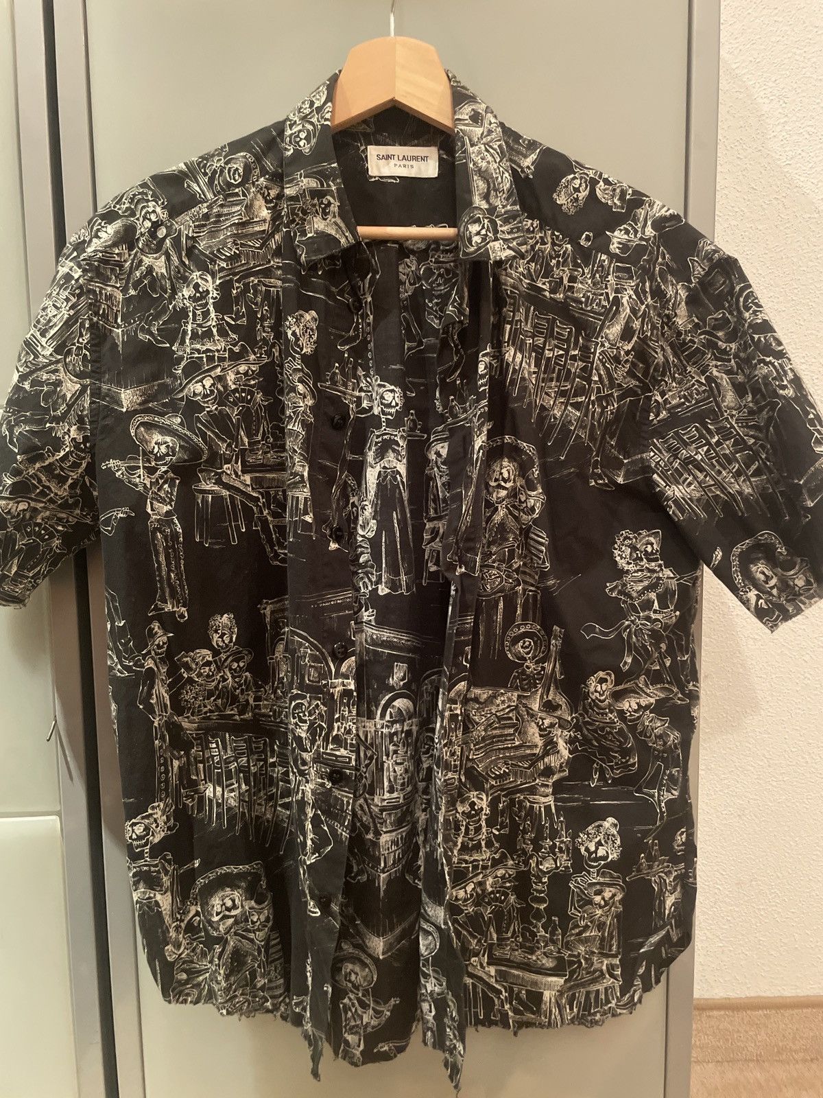 Saint Laurent Paris SS18 Mexican Skeleton Party Shirt 40 Size US M / EU 48-50 / 2 - 1 Thumbnail