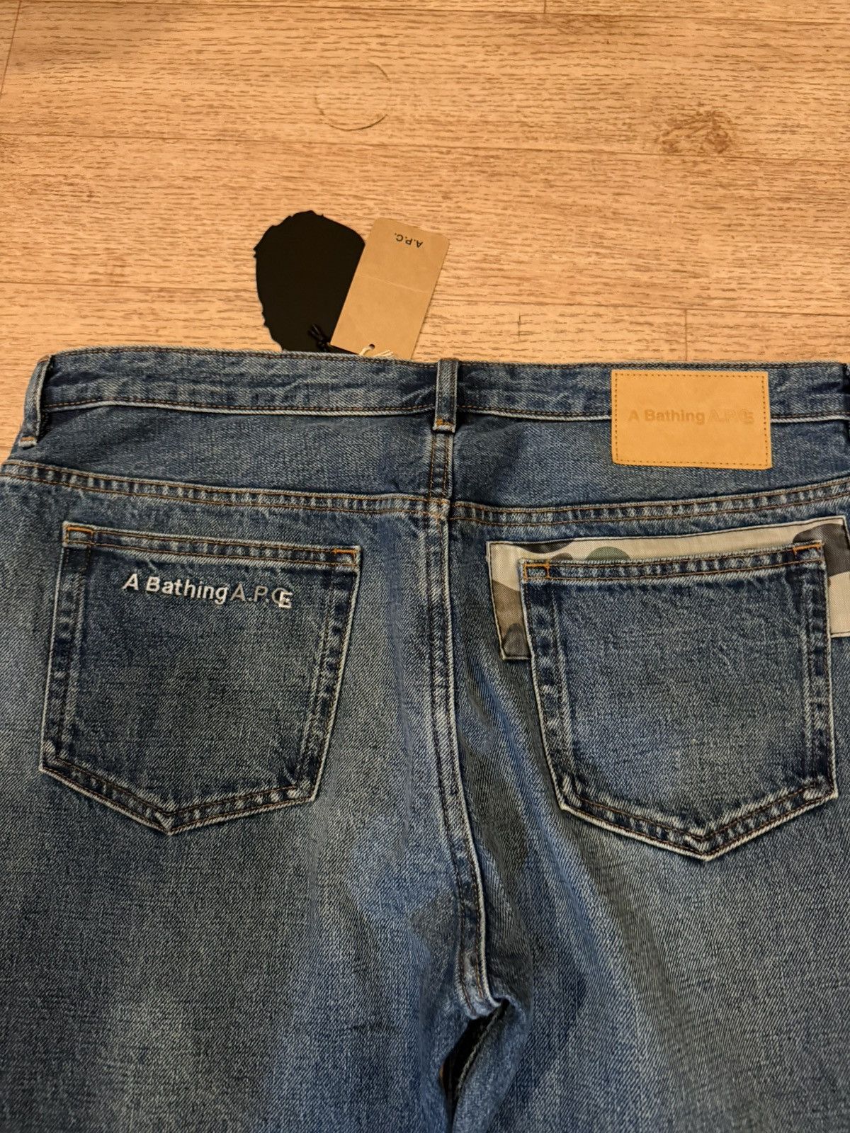 A.P.C. × Bape BAPE x A.P.X Patched Damage Denim Pants Size US 34 / EU 50 - 3 Thumbnail