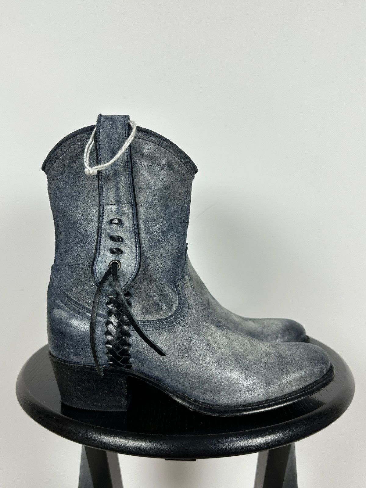 Sendra Sendra Dr.Adams Blue Leather Cowboy Biker Ankle Boots Size US 6 / IT 36 - 2 Thumbnail